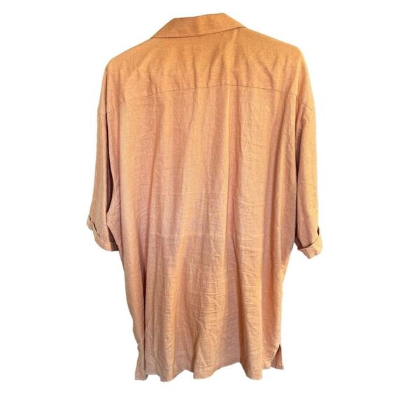 Brock Jeans Men's Linin Button Up Short Sleeve Shirt Orange XXL Casual - Picture 2 of 7